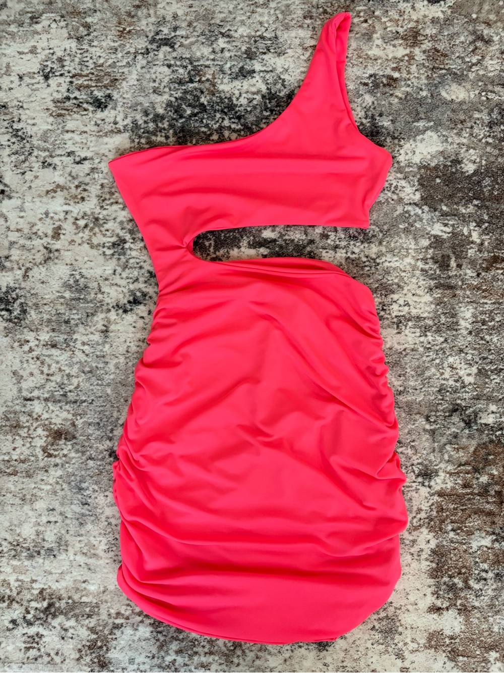 SHEIN Neon Pink One-Shoulder Cutout Bodycon Dress